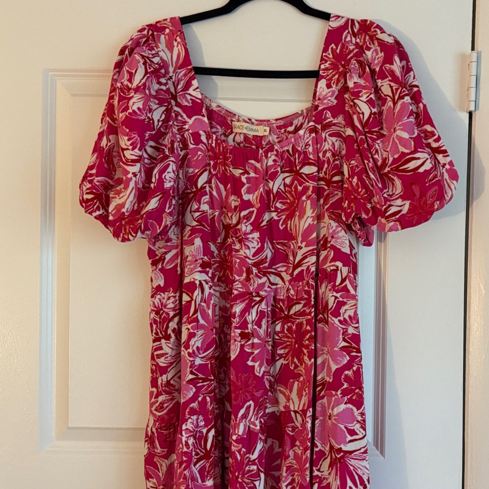 Floral Pink Puff Sleeve Dress